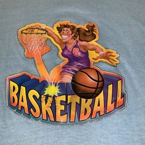 Vintage 1979 Women's Basketball Single Stitch T Shirt Glitter Graphic WNBA